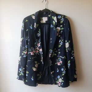 Lila Rose Navy Floral Open Blazer size M